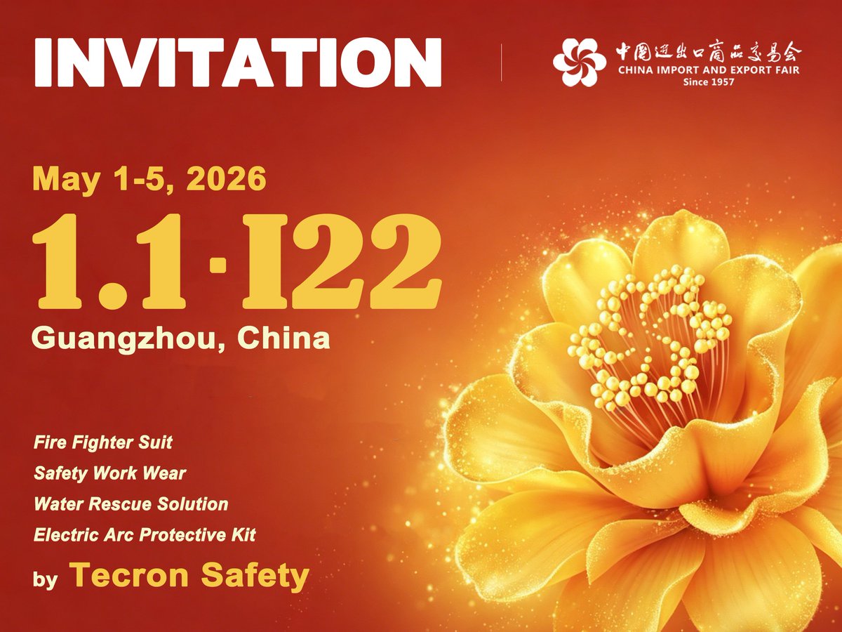 tecronsafety's tweet image. 📢 Invitation to Canton Fair 2026
2026.5.1-5 | Hall 1.1 I22
Come to our booth for face-to-face communication and exclusive cooperation opportunities.
See you in Guangzhou!
#CantonFair2026 #SafetyGear #IndustrialSafety #GlobalTrade