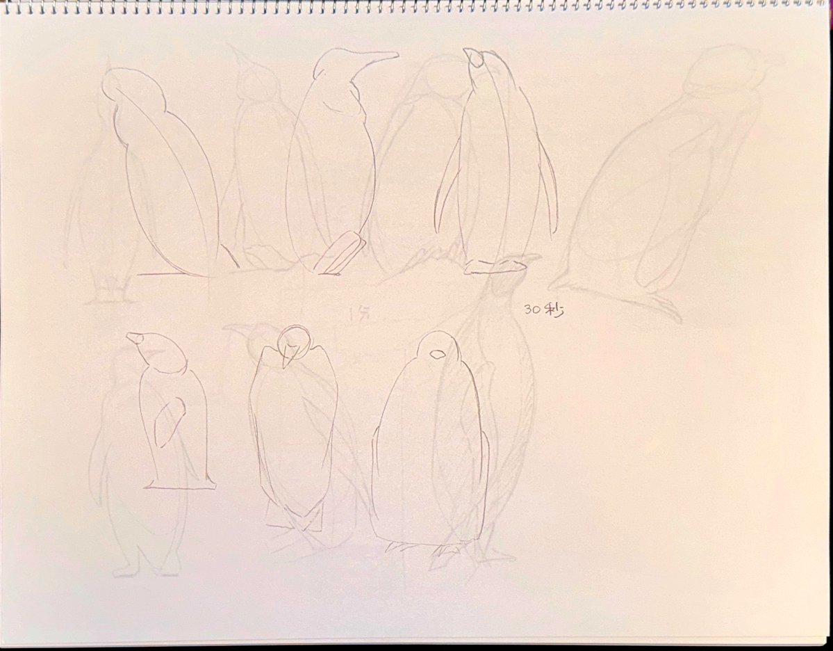 ペンギンさんと背景スケッチ
#クロッキー #スケッチ