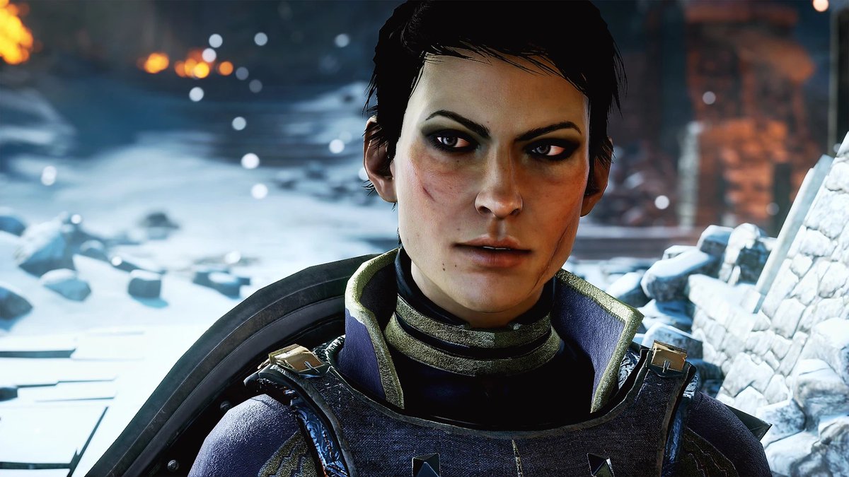 DaisysRevenge's tweet image. Introduced  in Dragon Age II, Cassandra’s tough-as-nails personality and unwavering  resolve were already on full display as she interrogated Varric about  Hawke’s whereabouts. 

#DaisysRevenge #DragonAge #Cassandra