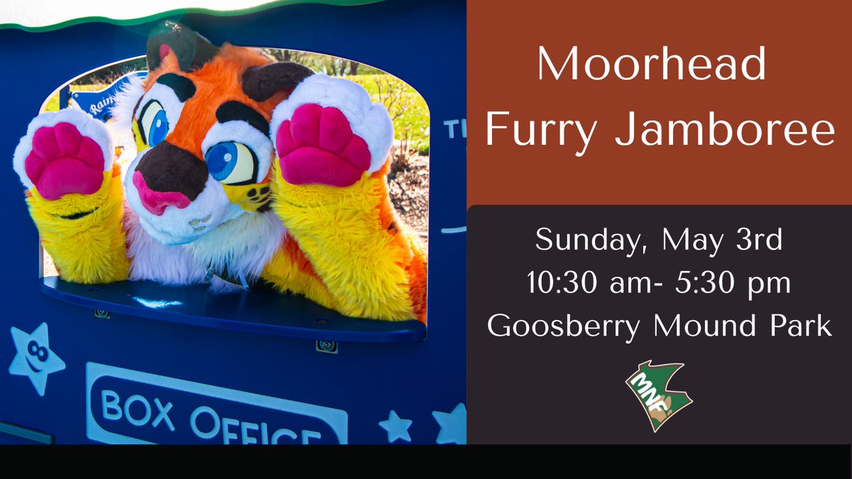 MNFurs's tweet photo. Join the Red River Valley Furs as they kick off Spring with a Moorhead Furry Jamboree! Bring your favorite games, listen to some music, relax and socialize throughout the day with your fellow furs from the greater Minnesota area.

For more information: https://t.co/4kDxyJLpIX https://t.co/HIgjgKbILT