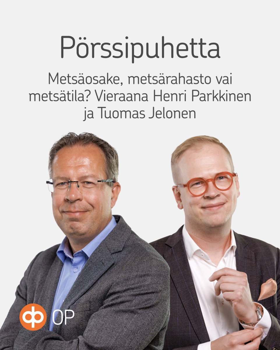 OPsijoittaminen's tweet photo. Uudessa jaksossa keskustelemme metsäsijoittamisesta, kuten erilaisista vaihtoehdoista sijoittaa metsään. Vieraana OP Pohjolan seniorianalyytikko @ParkkinenHenri ja OP-Metsänomistaja -erikoissijoitusrahaston salkunhoitaja Tuomas Jelonen. #pörssipuhetta #sijoittaminen https://t.co/YHxFibGcMH