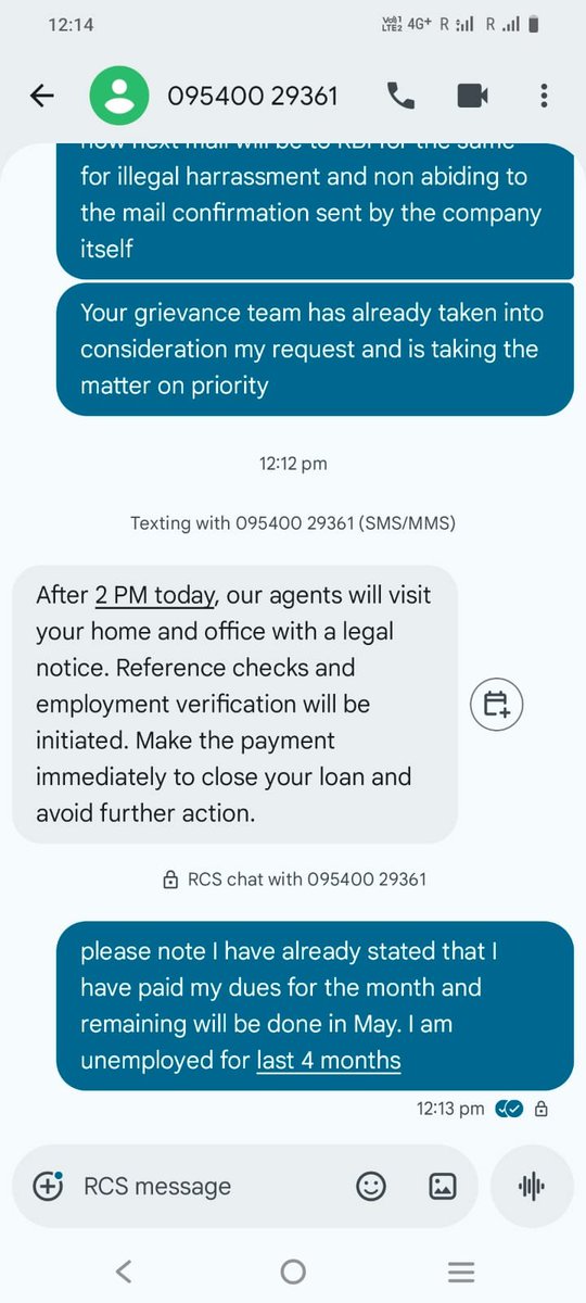 sources36634's tweet photo. Hi @AmpedFinance our recovery agent is harassing me and threatening home visits. Please take strict action immediately and ensure professional conduct.@RBI https://t.co/MzALPDcZUf