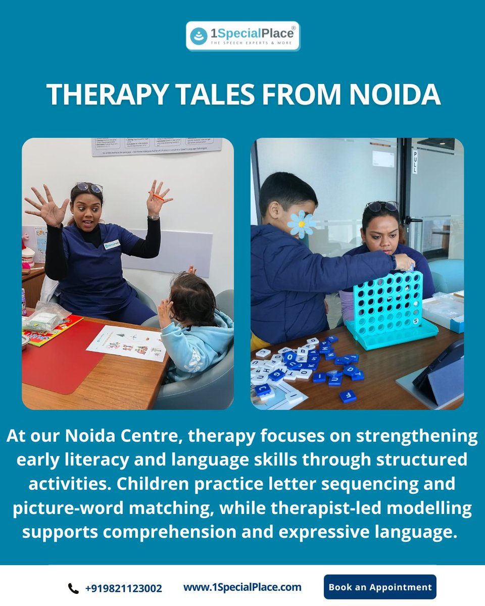 1specialplace's tweet image. Little steps, Big wins 💙
At 1SpecialPlace Noida Centre, every activity is designed with purpose  from letter sequencing to picture-word matching, all the way to building confident communication.
#therapyforkids #speechtherapy #earlylearning #childdevelopment #specialeducation