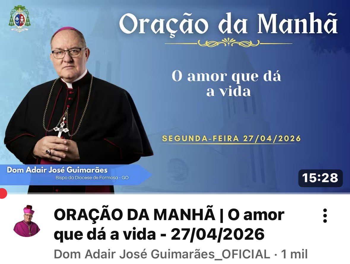 ORAÇÃO DA MANHÃ | O amor que dá a vida - 27/04/2026 youtu.be/bq2sJu0Ax2w?si… via <a href="/YouTube/">YouTube</a>