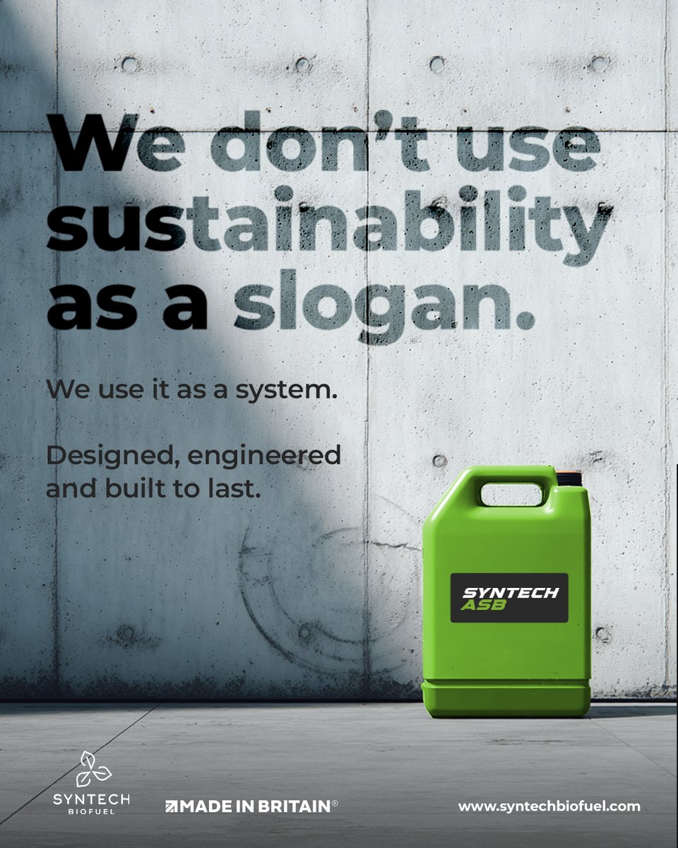 syntechbiofuel's tweet image. For us, sustainability isn’t a promise. It’s a system we’ve designed and built to deliver for lasting impact.⁠
⁠
Our sustainable solution rolling out across the UK is Syntech ASB.⁠
⁠
syntechbiofuel.com/syntech-asb-bi…⁠

#energytransition #madeinbritain #decarbonisation