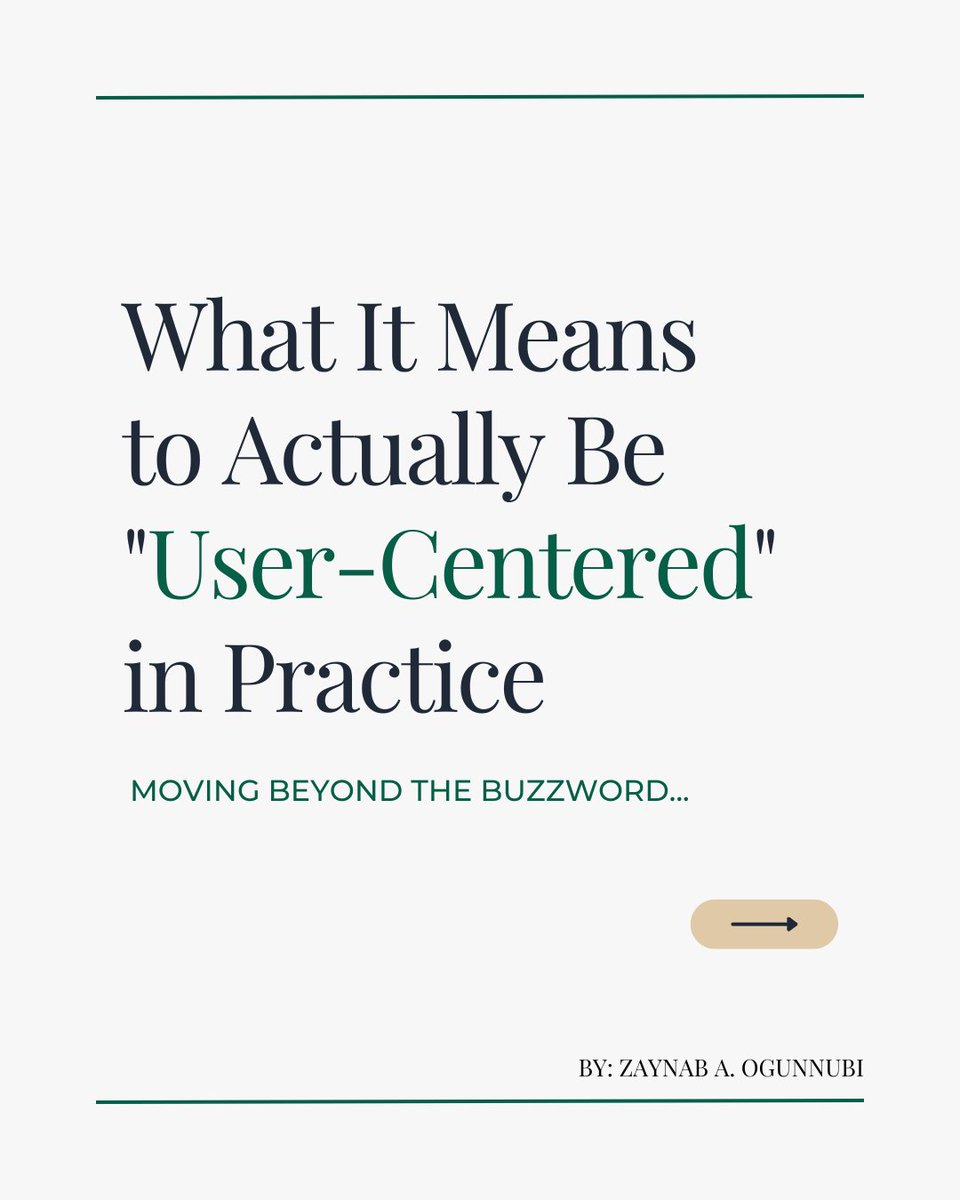 slimfit_zee's tweet photo. "User-centered" sounds great in theory.
But in practice? It's more than just saying "the user comes first."
It's decisions, trade-offs, and sometimes pushing back on what's easier. Here's what being user-centered actually looks like. Swipe through!
#ux #research #usercentered https://t.co/Pn1sqibjPE