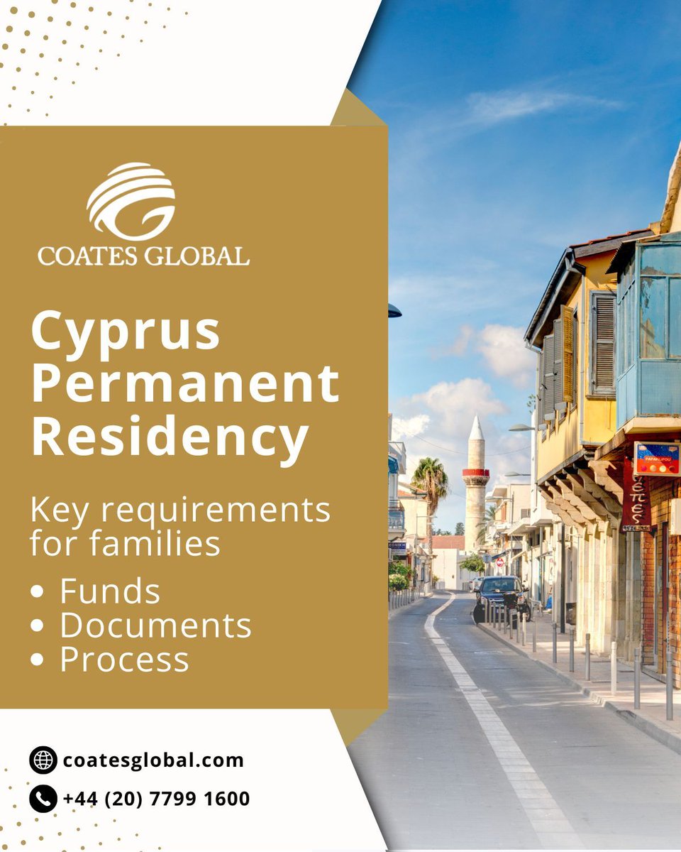 CoatesGlobal's tweet image. Cyprus PR can be a great fit for families 🇨🇾🌤️.

Check rights/limits ✅, prove funds cleanly 💷🏦, and confirm family document rules 👨‍👩‍👧‍👦📄.

Coates Global: +44 (20) 7799 1600 | info@coatesglobal.com

#CyprusPR #GlobalMobility #Compliance