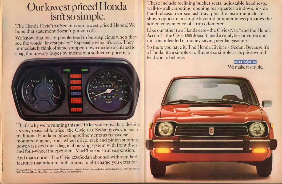 Retromania4ever's tweet image. 🎏🇯🇵🎏 1978 #Honda Civic 1200 #Advertisement #Playboy September 1978