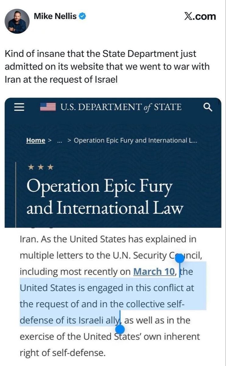 Bayanov74's tweet image. #MikeNellis, stratega del #PartitoDemocratico: è strano, persino folle, che il #DoS abbia essenzialmente ammesso sul suo sito web che gli #StatiUniti sono entrati in guerra con l'#Iran "su richiesta di #Israele e nell'esercizio del suo diritto all'autodifesa".

"Gli #USA stanno