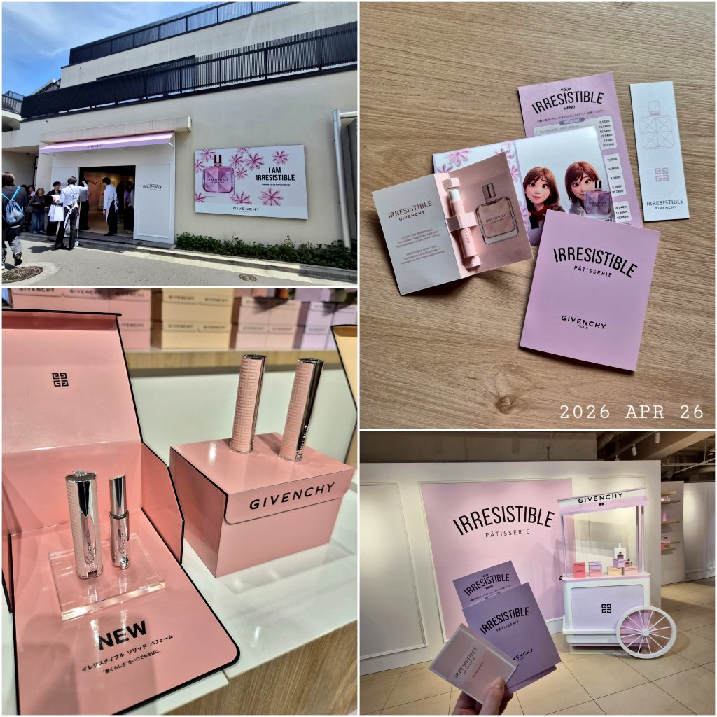 3933sk's tweet image. #GIVENCHY IRRESISTIBLE PATISSERIE
好きな香り多くて見た目も可愛くて楽しかった
リップみたいに塗るタイプの香水気になる
SHEIN寄ってみたらガチャイベントやってた🎁
PanasonicBeauty表参道は入口で&amp;amp;honey4連サシェ貰えた🙌🏻
ナノイーシャワー浴びて気になる製品の体験
スタンプラリーも参加出来た