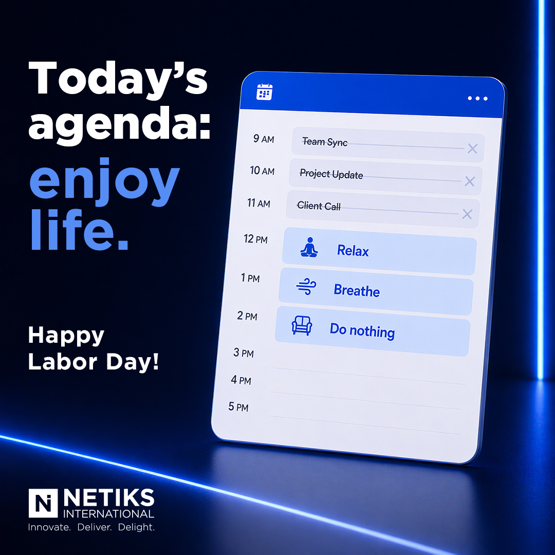 NetiksInt's tweet image. A different kind of productivity today.
Take a break, recharge, and enjoy the moment.
Happy Labor Day!

#LaborDay #HappyLaborDay #Recharge #EnjoyTheMoment #LaborDay2026 #Netiks