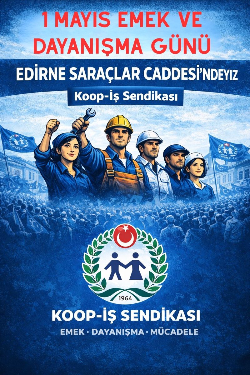 KOOPISSENDIKASI's tweet photo. 📢📢📢

❌Vergi adaletsizliğine, hayat pahalılığına, güvencesizliğe HAYIR demek;

 ✅Örgütlenmeye, güvenceli çalışmaya ve insanca yaşama EVET demek için 

1 MAYIS'TA EDİRNE 'DEYİZ ‼️ 

Emeğin hakkını savunmak için TÜRK-İŞ ve bağlı sendikalarımızla birlikte tek yürek, tek ses olacağız❗️

@alemdareyup 
@metinguney10 
@osman07aksoy 
@muratturkekul 

@turkiskonf