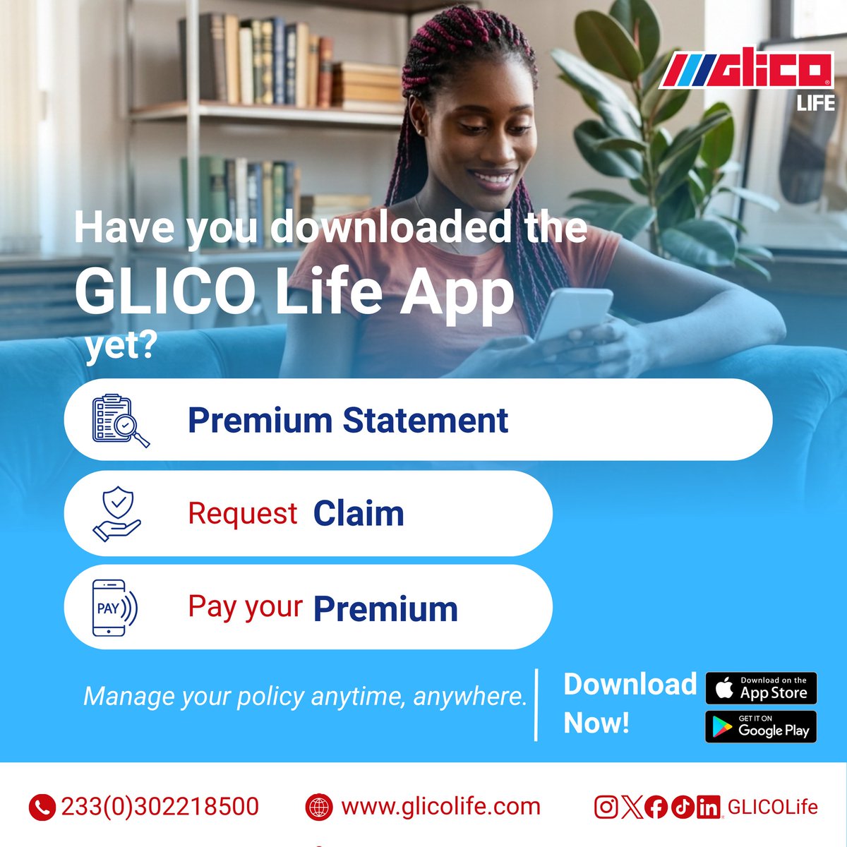 GLICOLife's tweet image. Manage your policy anytime, anywhere. 

Stay in control with the GLICO Life App; easy access, easy payments, easy claims.

Download now and get started today.

#GLICOLife #GLICOLifeApp #Lifeinsurance