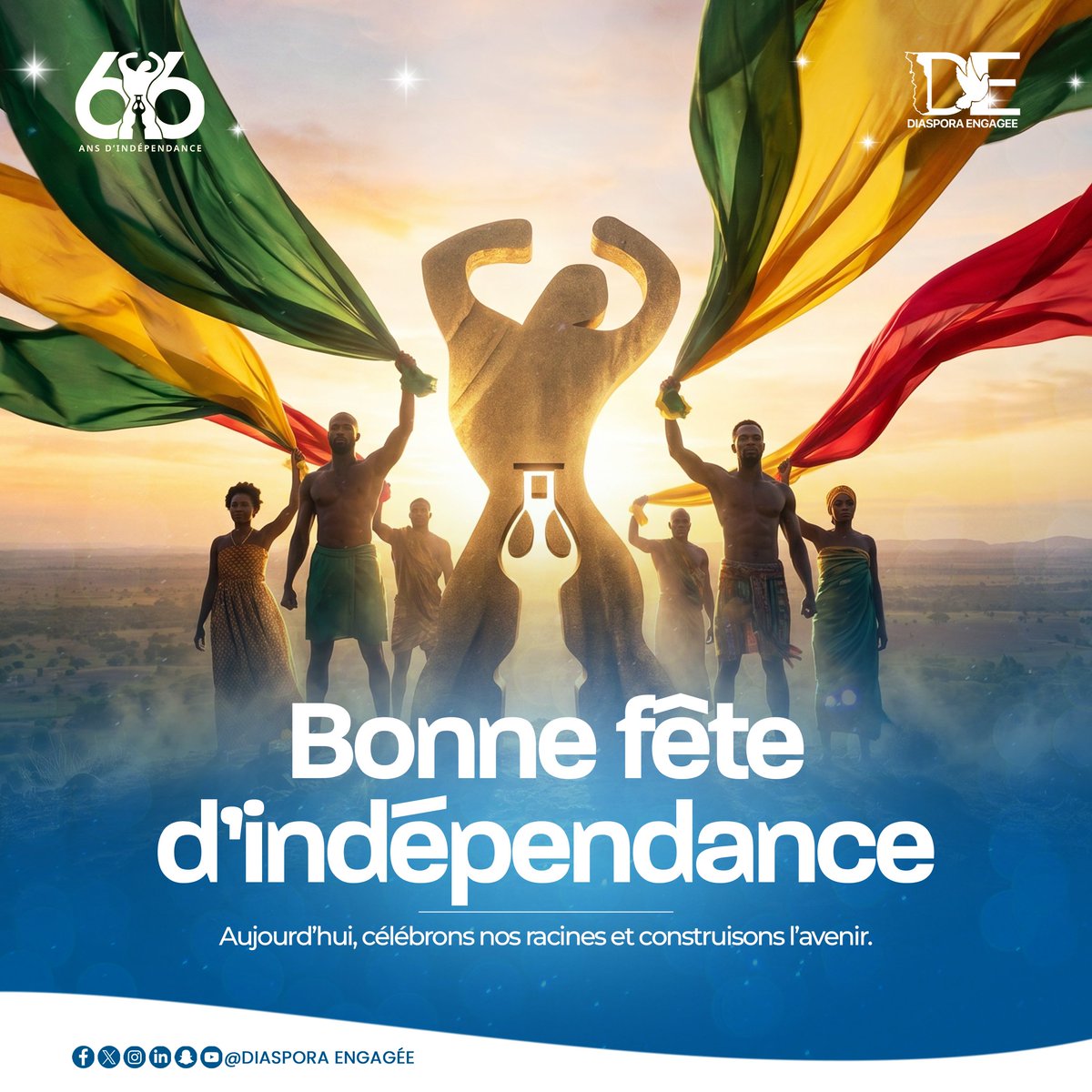 Aujourd’hui, 66 ans d’indépendance. Une histoire de luttes, résilience et progrès. Partout, un même lien : l’amour du Togo. Diaspora, portons nos valeurs et contribuons avec fierté et responsabilité. Bonne fête à tous. 🇹🇬 
#Togo66 #DiasporaEngagée