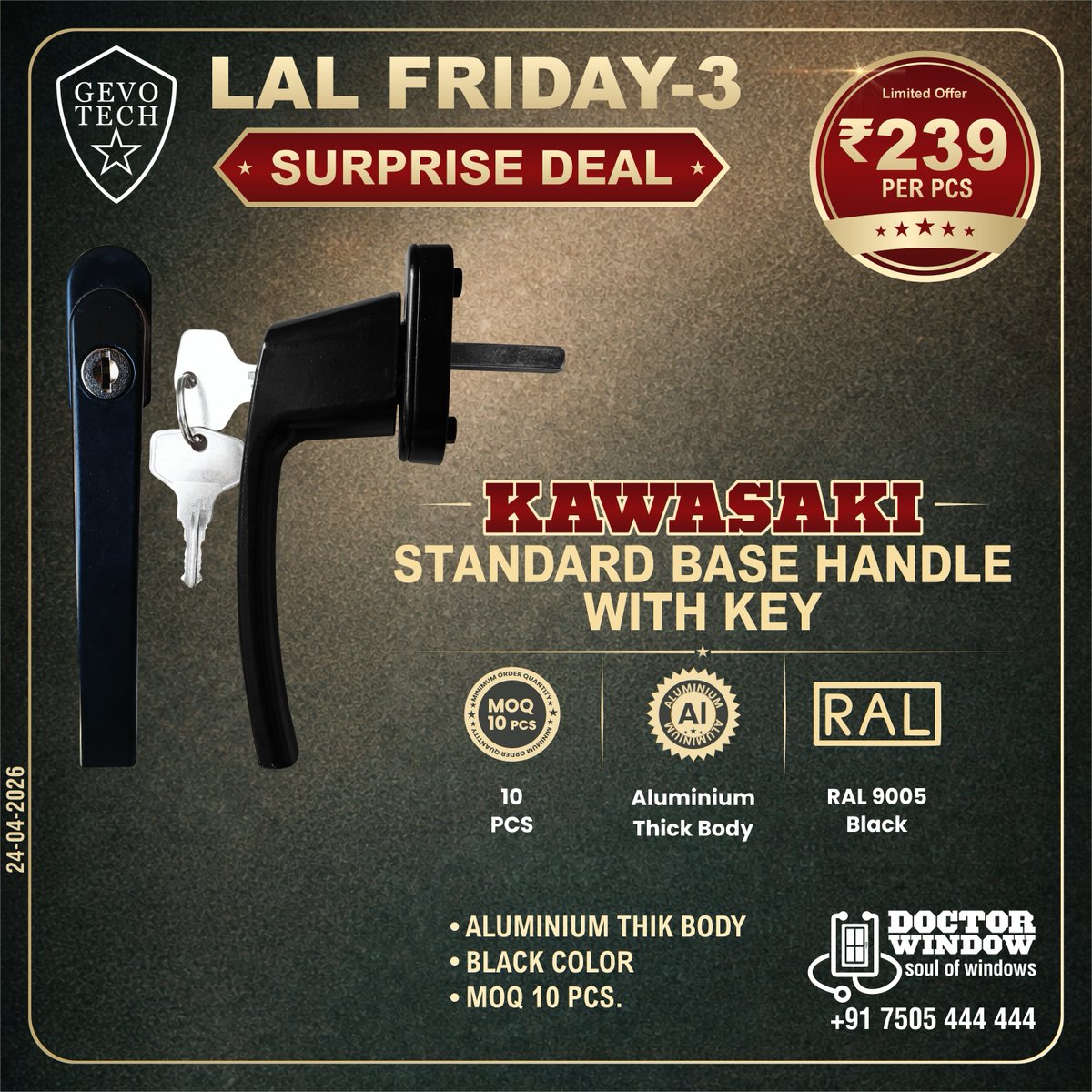 DOCTORWINDOW_IN's tweet image. GEVO TECH KAWASAKI STANDARD BASE HANDLE WITH KEY
GEVO TECH FLORIDA TOUCHLOCK
GEVO TECH TOKYO NARROW BASE CRANK HANDLE WITH KEY
GEVO TECH DEWALT STAR-BIT PH2 110mm

#handles #touchlock #dewaltstarbit #doctorwindow #soulofwindows #hardware #hardwareaccessories #door #window