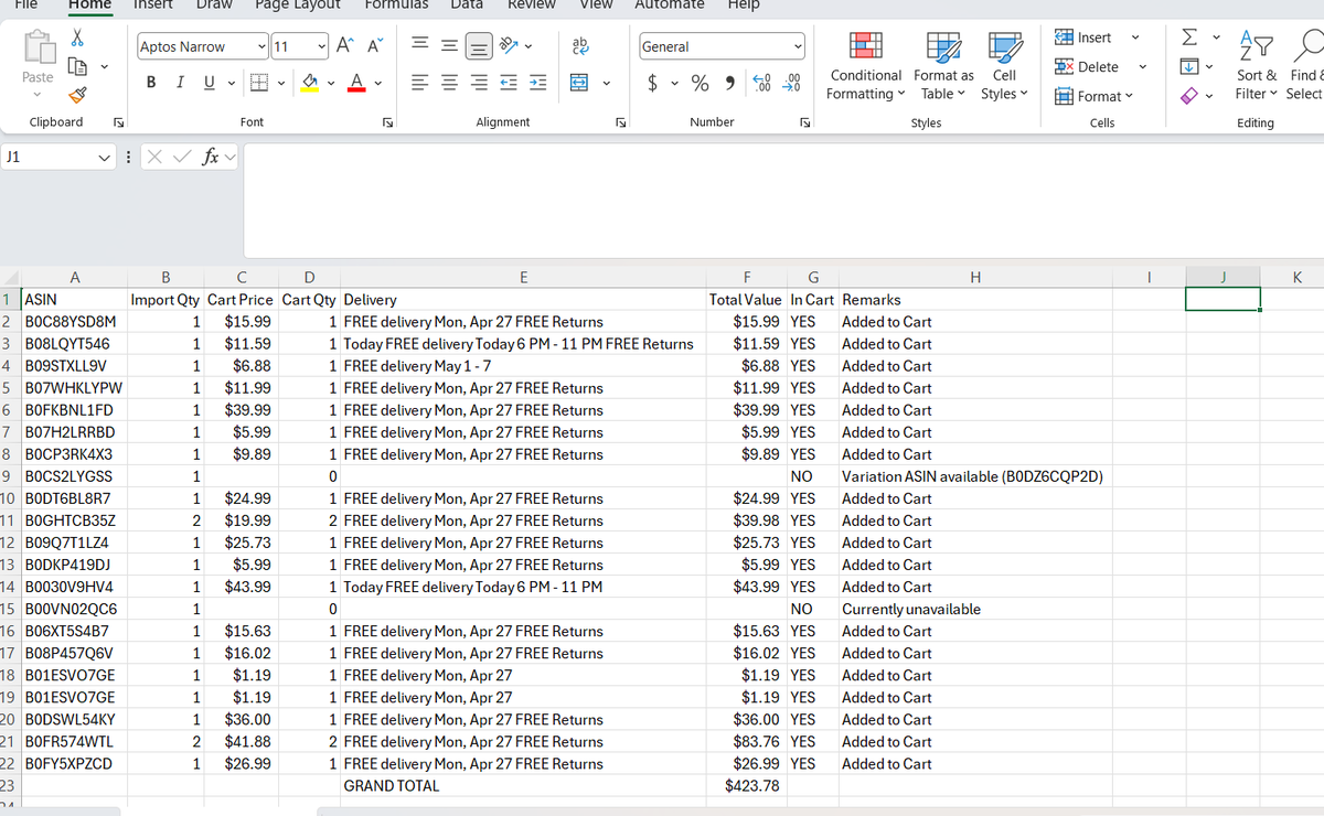IIpushparaj's tweet photo. STEP 5 Export your cart report 📋
When done, hit Export Cart and get a full CSV with:
📦 Import Qty vs Cart Qty
💰 Price per item
🚚 Delivery info
💵 Grand Total
✅ In Cart status &amp; Remarks
Built for Amazon US bulk buyers &amp; businesses.

https://t.co/7n14PwiJ45 https://t.co/0BqwYxH7UT