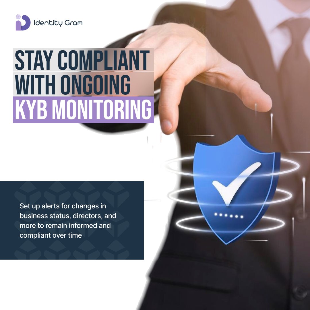 Identitygram_'s tweet image. Set up alerts for changes in business status, directors, and more to remain informed and compliant over time.

#ContinuousMonitoring #KYBAlerts #RealTimeCompliance #KYBOversight #IdentityGram