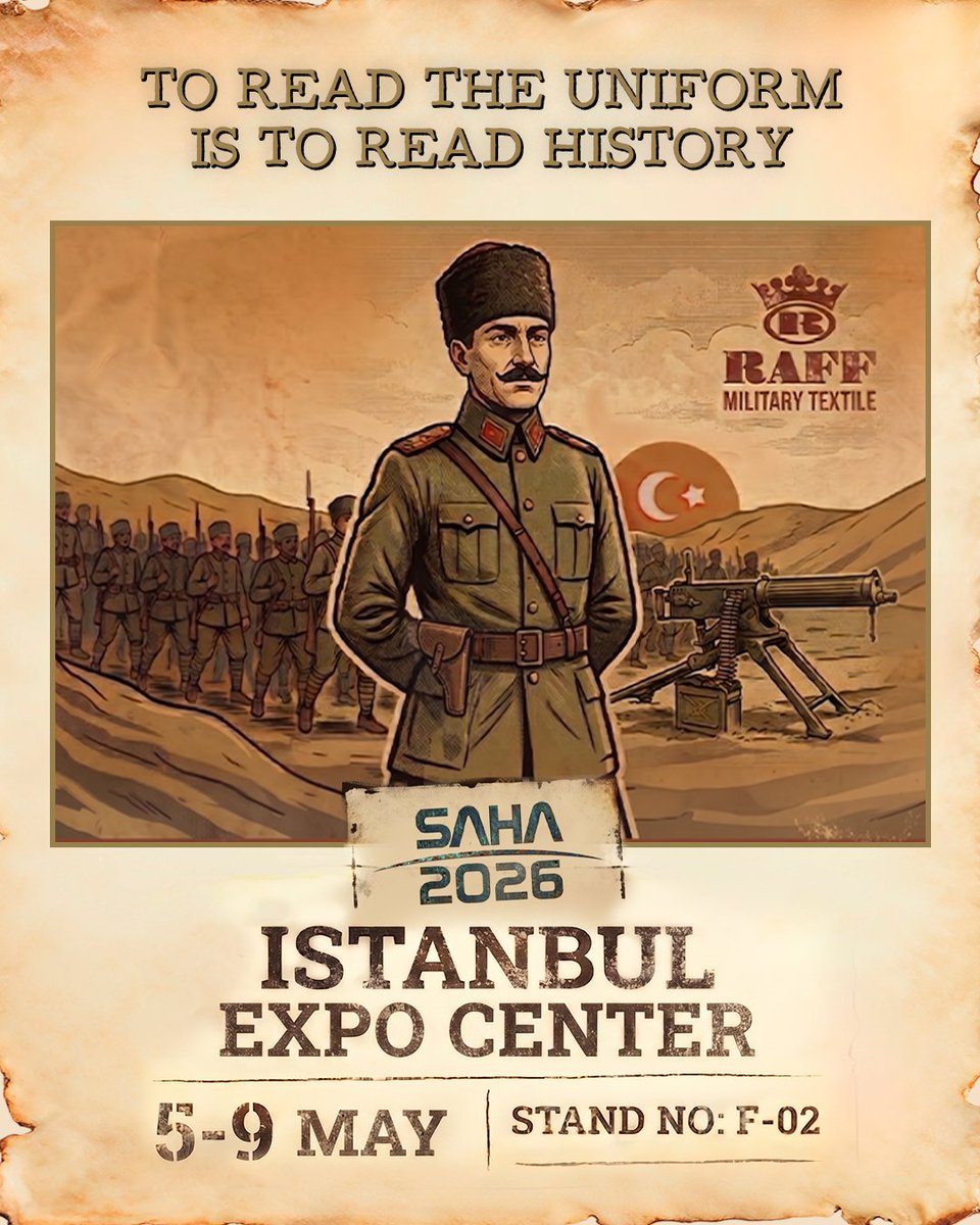 RaffMilitary's tweet photo. We're bringing historical heritage to SAHA 2026. 🕰️

Discover our First World War-era Ottoman military uniforms, brought to life through an academic study with flawless fidelity.

Join us at Stand F-02 to experience this history. 📍

#RaffMilitaryTextile #SAHA2026 #OttomanHistory https://t.co/7eQqFwYUrK