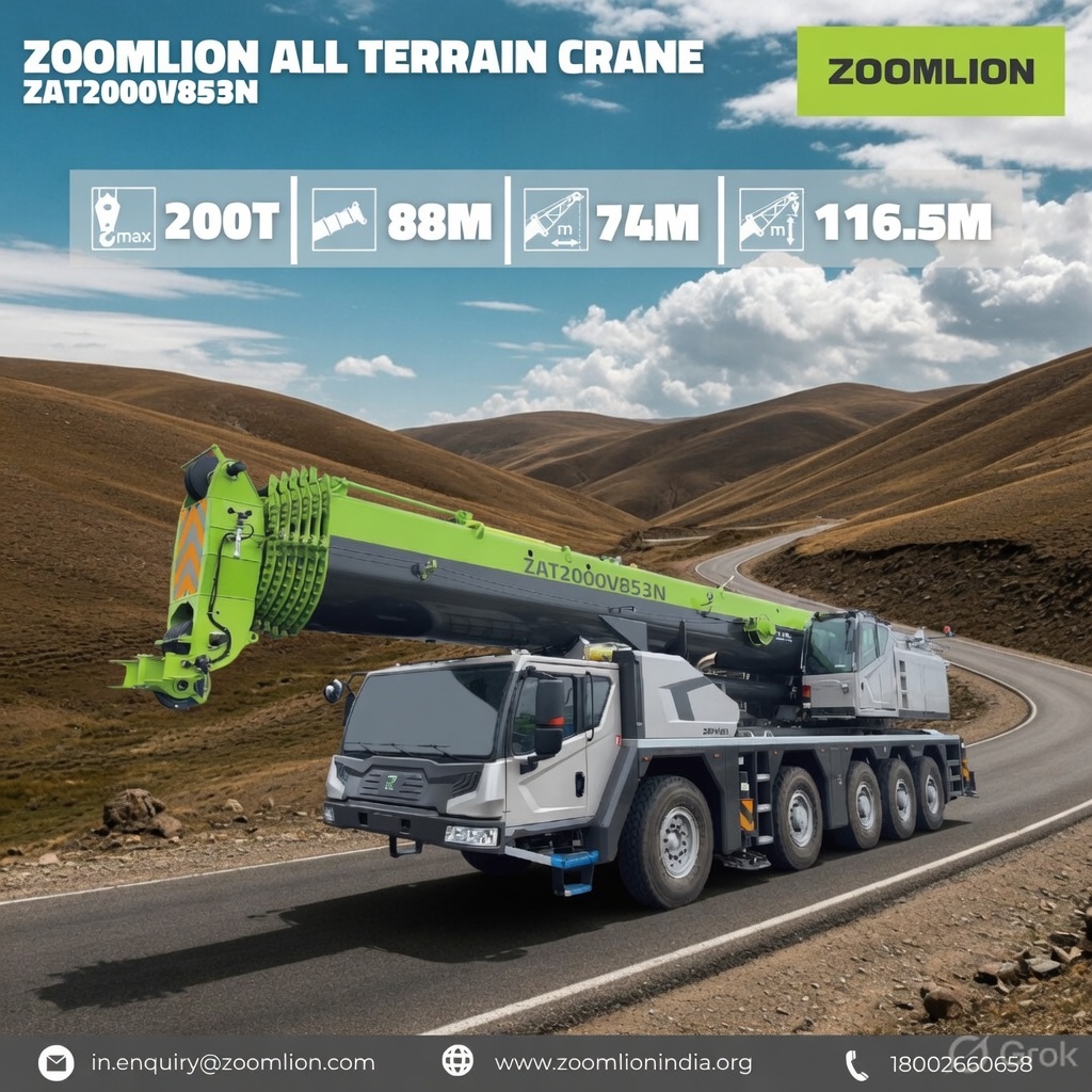 Zoomlion17's tweet image. Built to redefine heavy lifting.

The Zoomlion ZAT2000V853N All Terrain Crane stands as a powerhouse of engineering, delivering an extraordinary 200-ton lifting capacity, exceptional boom reach, and superior stability across any terrain. 
#Zoomlion #AllTerrainCrane #HeavyLifting