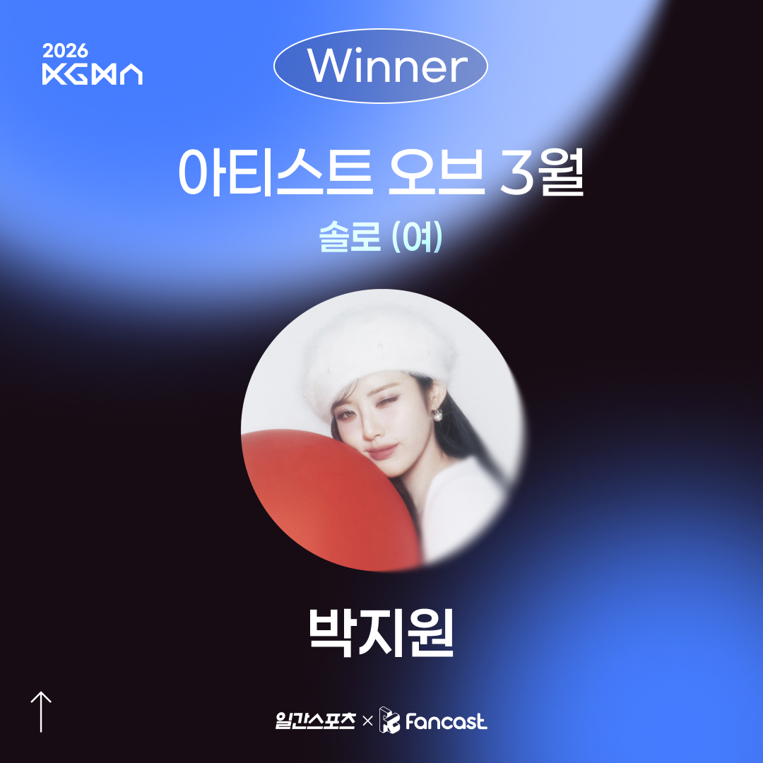 [#팬캐스트_리워드]

2026 코리아 그랜드 뮤직 어워즈 (KGMA)
✨아티스트 오브 3월✨ 솔로 (여) 부문

🩵WINNER #박지원 #PARKJIWON 

🏆 1위 트로피 전달이 완료되었습니다.

앞으로도 많은 관심과 응원 부탁드립니다⭐