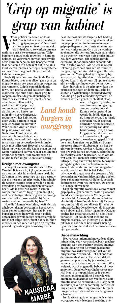 epvandoorn's tweet image. 🎯 “Den Haag heeft de rode lijn vd schoffering, achterstelling en zelfs uitbuiting van eigen burgers ten gunste vd asielcrisis al lang overschreden.
In plaats van grip op migratie, is er een wurggreep voor de eigen bevolking ontstaan.” — @nausicaamarbe 👏
#migratie #grip #fail