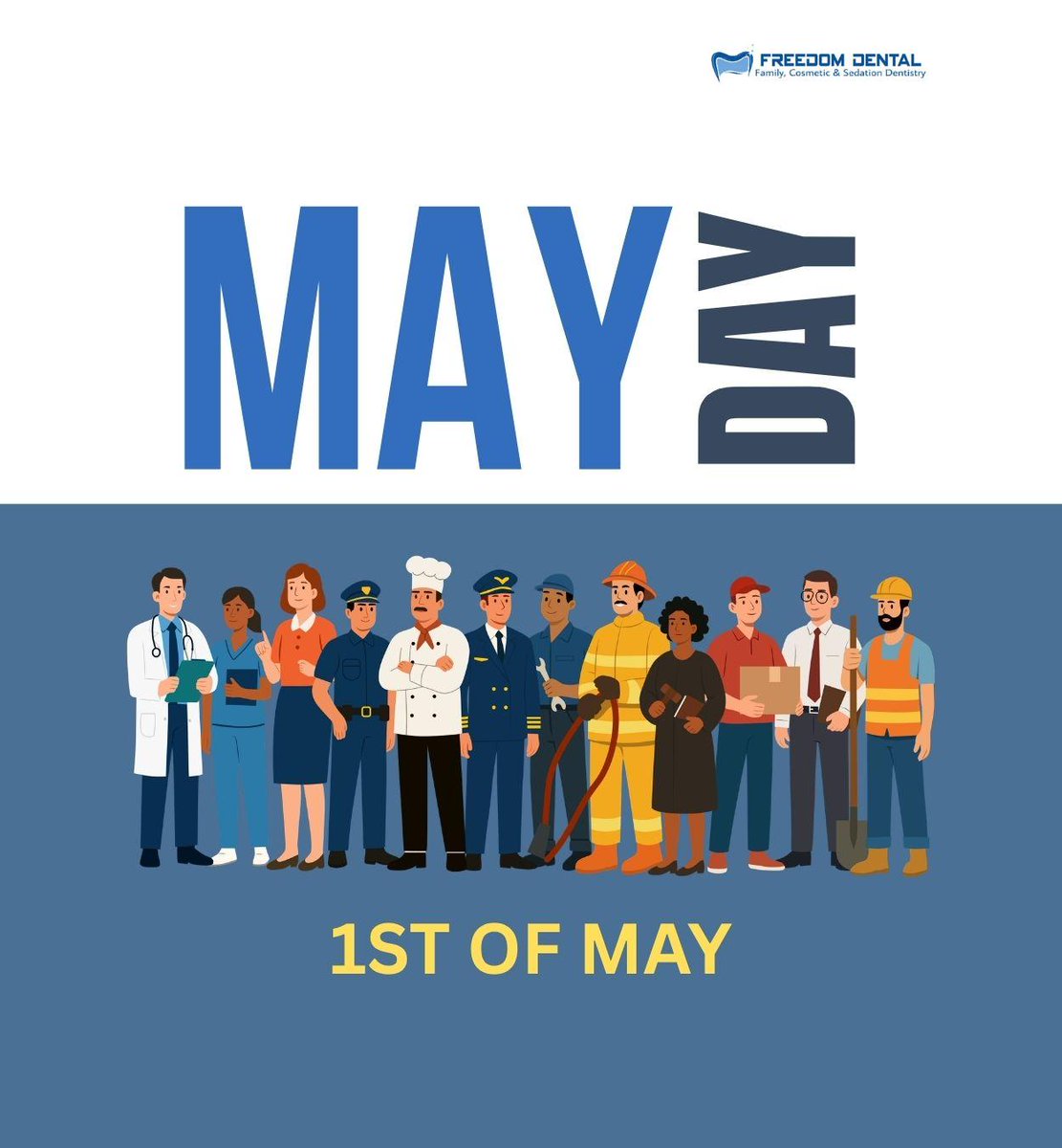FreedomDental_'s tweet image. Celebrating our workforce whose efforts do not go unnoticed. Happy May Day.  #mayday #workersday #workforce #FreedomDental #Fairfield #CA
