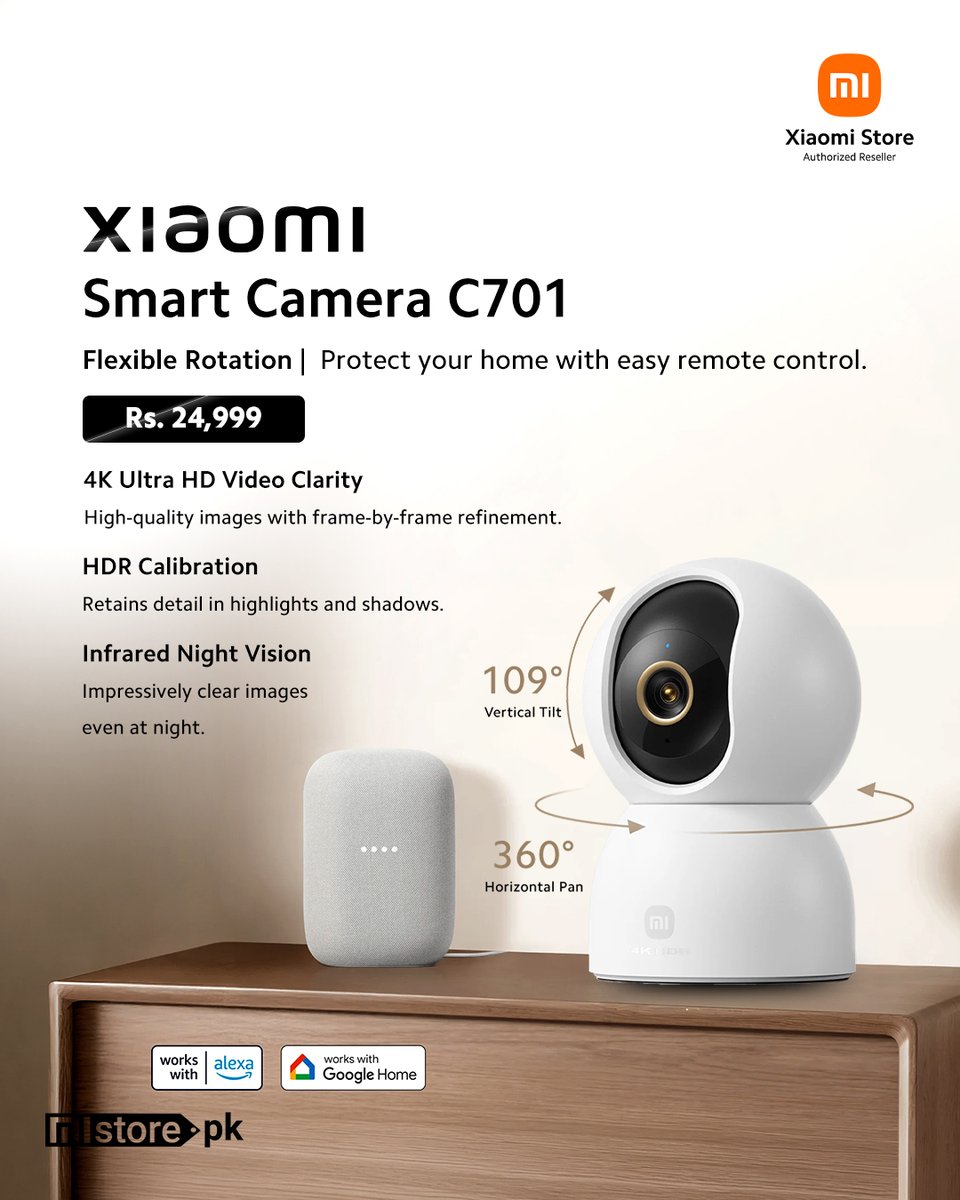MistorePk's tweet image. 𝗫𝗶𝗮𝗼𝗺𝗶 𝗦𝗺𝗮𝗿𝘁 𝗖𝗮𝗺𝗲𝗿𝗮 𝗖701 ✨

Crystal-clear 4K Ultra HD, smart 360° panoramic view, and infrared night vision, stay protected day and night.
🛒 Order now! mistore.pk/products/xiaom…

#Xiaomi #SmartCamera #HomeSecurity #4KCamera #SmartHome #MiStorePK #StaySecure