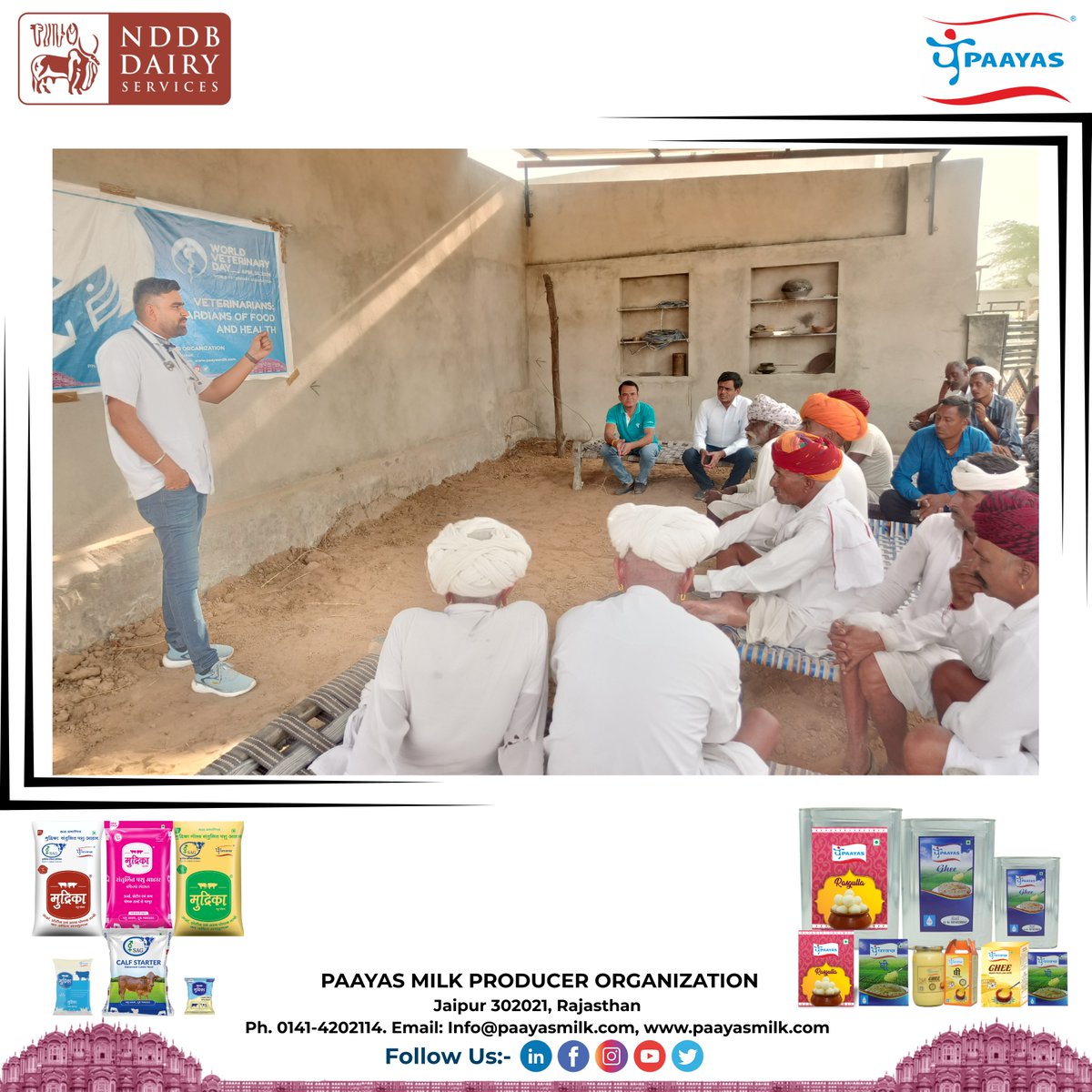paayas_dairy's tweet photo. Healthy Animals, Healthy Future

@paayas_dairy celebrated World Veterinary Day at Dudu &amp; Sikar MCC, spreading awareness on animal health and care.

#WorldVeterinaryDay #PaayasDairy #AnimalHealth #DairyFarming #NDDB #NDDBDS https://t.co/tqrMr8AlJF