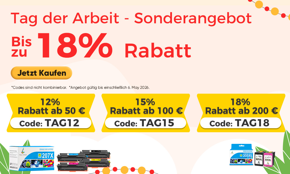 TrueImageDE's tweet image. ✨Tag der Arbeit - Sonderangebot
🎁UP TO 18% OFF  
🖨on all True Image Toner &amp;amp; Ink Cartridges 
🎈Discount Code: TAG18 – redeem at checkout.
🛒Shop Now – trueimagetech.de
#TrueImage 
#Druckerzubehör