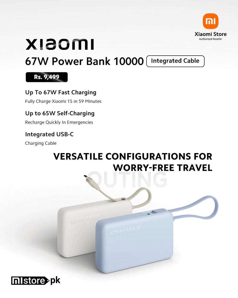MistorePk's tweet image. 𝗡𝗲𝘄 𝗔𝗿𝗿𝗶𝘃𝗮𝗹 𝗔𝗹𝗲𝗿𝘁! 🔥

Meet the 𝗫𝗶𝗮𝗼𝗺𝗶 67𝗪 𝗣𝗼𝘄𝗲𝗿 𝗕𝗮𝗻𝗸 10000 (𝗜𝗻𝘁𝗲𝗴𝗿𝗮𝘁𝗲𝗱 𝗖𝗮𝗯𝗹𝗲) — Your perfect travel companion. ⚡😉

Shop now! bit.ly/4d5mKKI

#Xiaomi #NewArrival #PowerBank #67W #FastCharging #TravelEssentials #MiStorePK