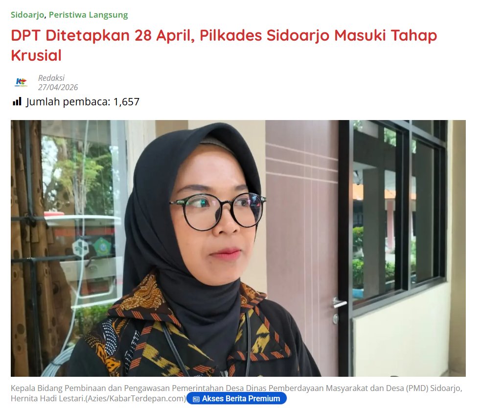 kabarterdepanID's tweet image. DPT Ditetapkan 28 April, Pilkades Sidoarjo Masuki Tahap Krusial

kabarterdepan.com/dpt-ditetapkan…

#DPT #Pilkades #Sidoarjo #KabarTerdepan