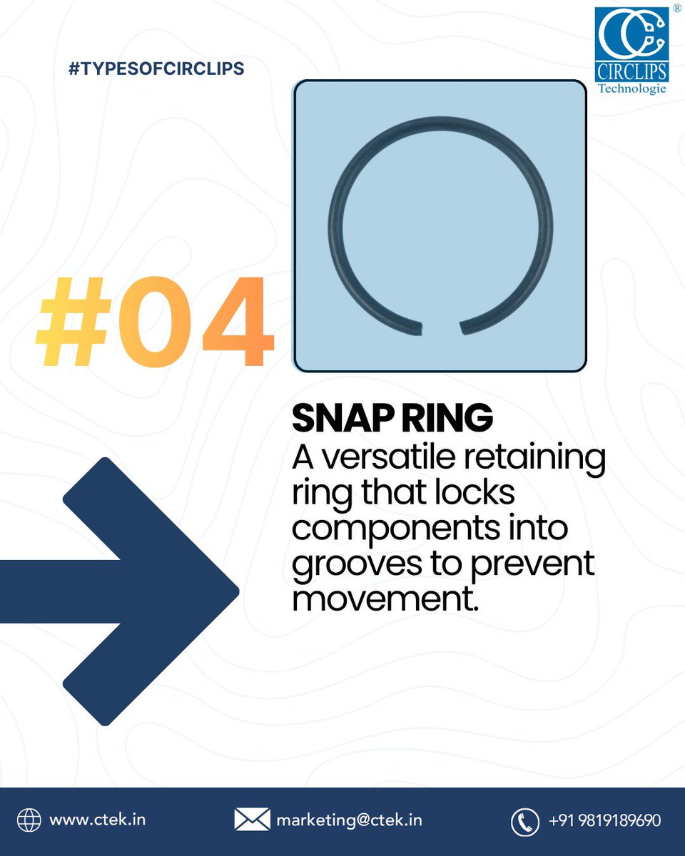 CirclipsIndia_'s tweet image. Not all circlips are created equal ⚙️
Here are 4 essential types every engineer and industry professional should know.
🌐 ctek.in
📞 +91 9819189690
📩 marketing@ctek.in

#CirclipsTechnologie #ManufacturingExcellence #IndustrialEngineering
#B2BManufacturing