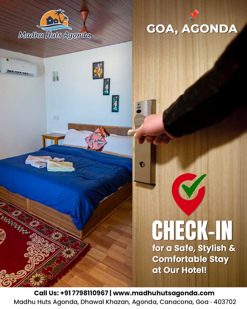 madhuhutsagonda's tweet image. Step into comfort✨
At Madhu Huts Agonda, check-in isn’t just a process… It’s the start of your beach escape 🌊

Relax in a space that’s made for slow, peaceful days in Goa.

📞+91 7798110967
🌐 madhuhutsagonda.com

#goastay #madhuhutsagonda #southgoa #beachstay #travelgoa