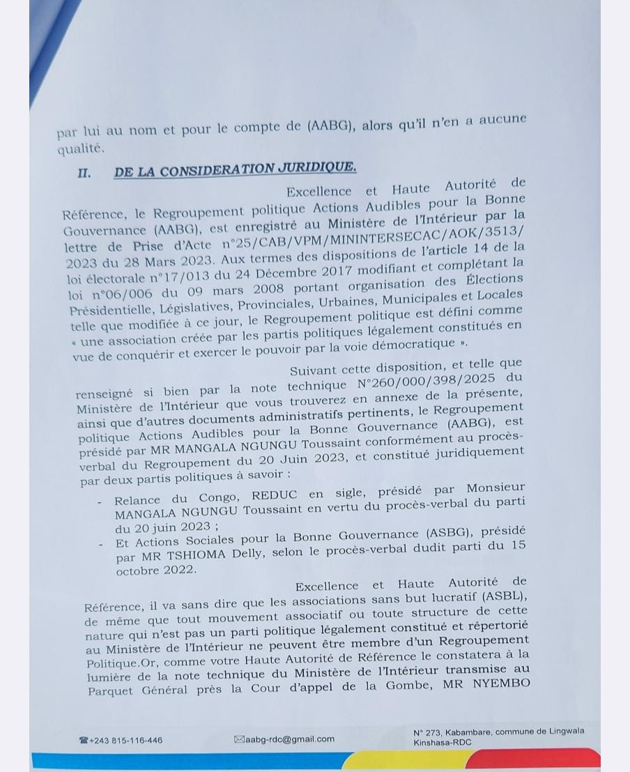 ebalemozindo's tweet image. #RDC: #POLITIQUE.  

Crise au sein du Regroupement politique AABG, mosaïque de l’UDPS.

Dans une correspondance adressée au Président de la République, en sa qualité de Haute Autorité de Référence de l’Union Sacrée de la Nation, le Président national du Regroupement politique