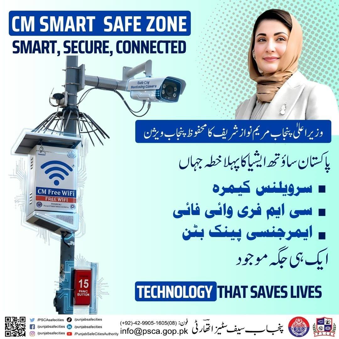 PSCAsafecities's tweet image. Under the vision of a Safe Punjab by the Chief Minister,
CM Smart Safe Zone brings surveillance cameras, CM Free WiFi, and an emergency panic button facility at one location.
A significant step towards a safe, modern, and connected Punjab.

#SafeCity #technology #surveillance