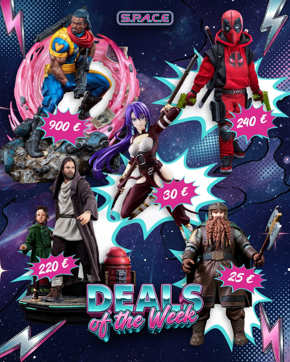SpaceFiguren's tweet photo. Neue Woche, neue Schnäppchen – das sind unsere 5 neuen ⚡️ DEALS OF THE WEEK ⚡️!
Und wenn Ihr nicht gerade durch die Zeit reisen könnt, dann empfehlen wir Euch schnell zu sein, denn die Deals gelten nur bis Ende der Woche und nur solange der Vorrat reicht!
https://t.co/V9JnJsBh76 https://t.co/jp1oWEbWDb