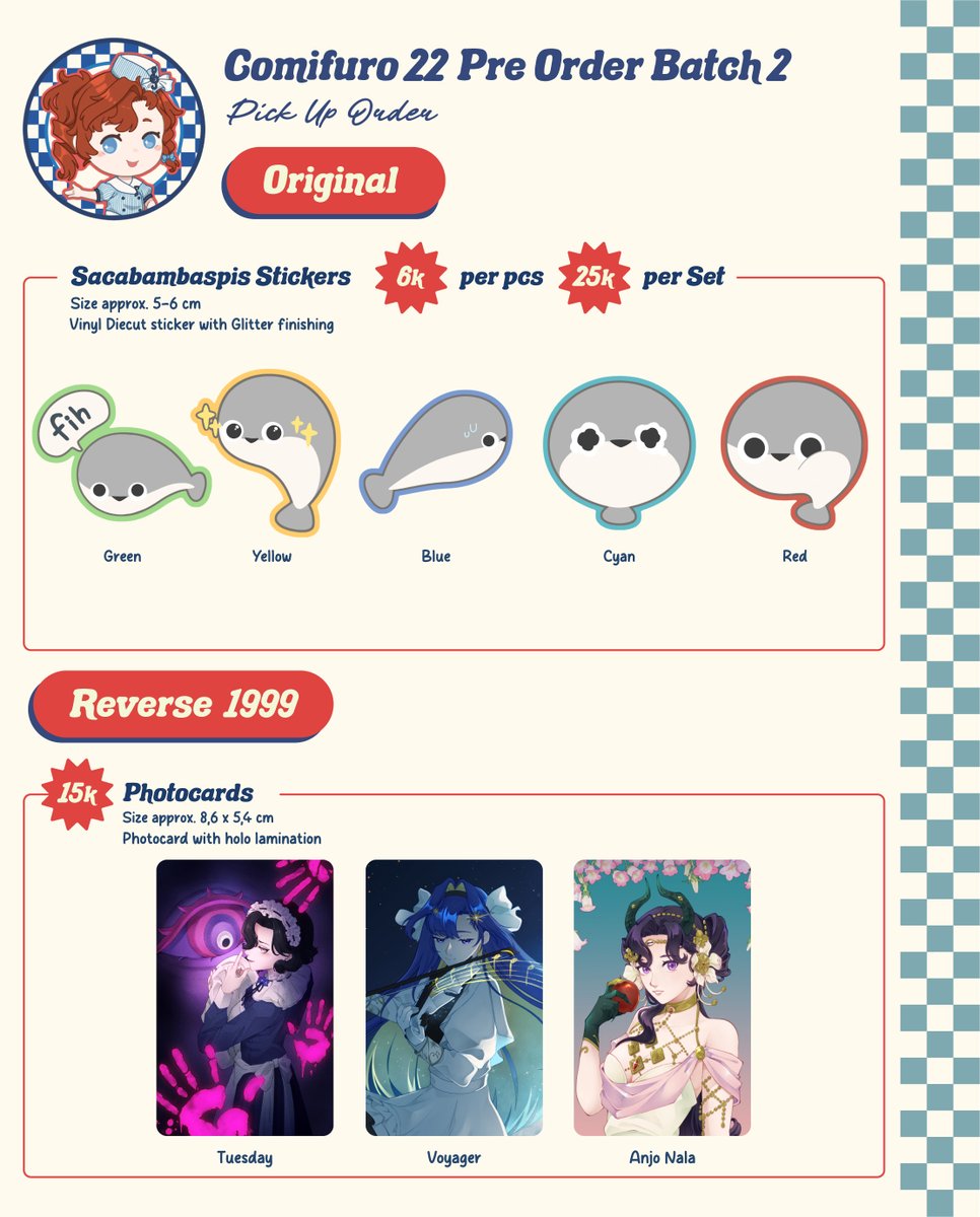 ✨Klaukezia’s #CF22 Pick Up Order Batch 2 is open!
🗓️PO Period : 27 April - 3 May 2026
🔗Form in reply

Added some new merch👇

#CF22catalogue #Comifuro22 #comifuro22catalogue