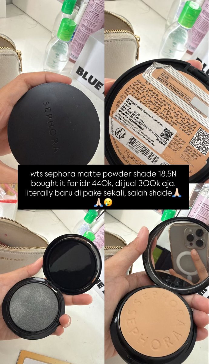 featshopping's tweet photo. wts! Want To Sell sephora matte powder shade 18.5N bought it for idr 440k, di jual 300k aja. Baru di pakai sekali! dijual karena salah shade https://t.co/x0wHV7pjcI