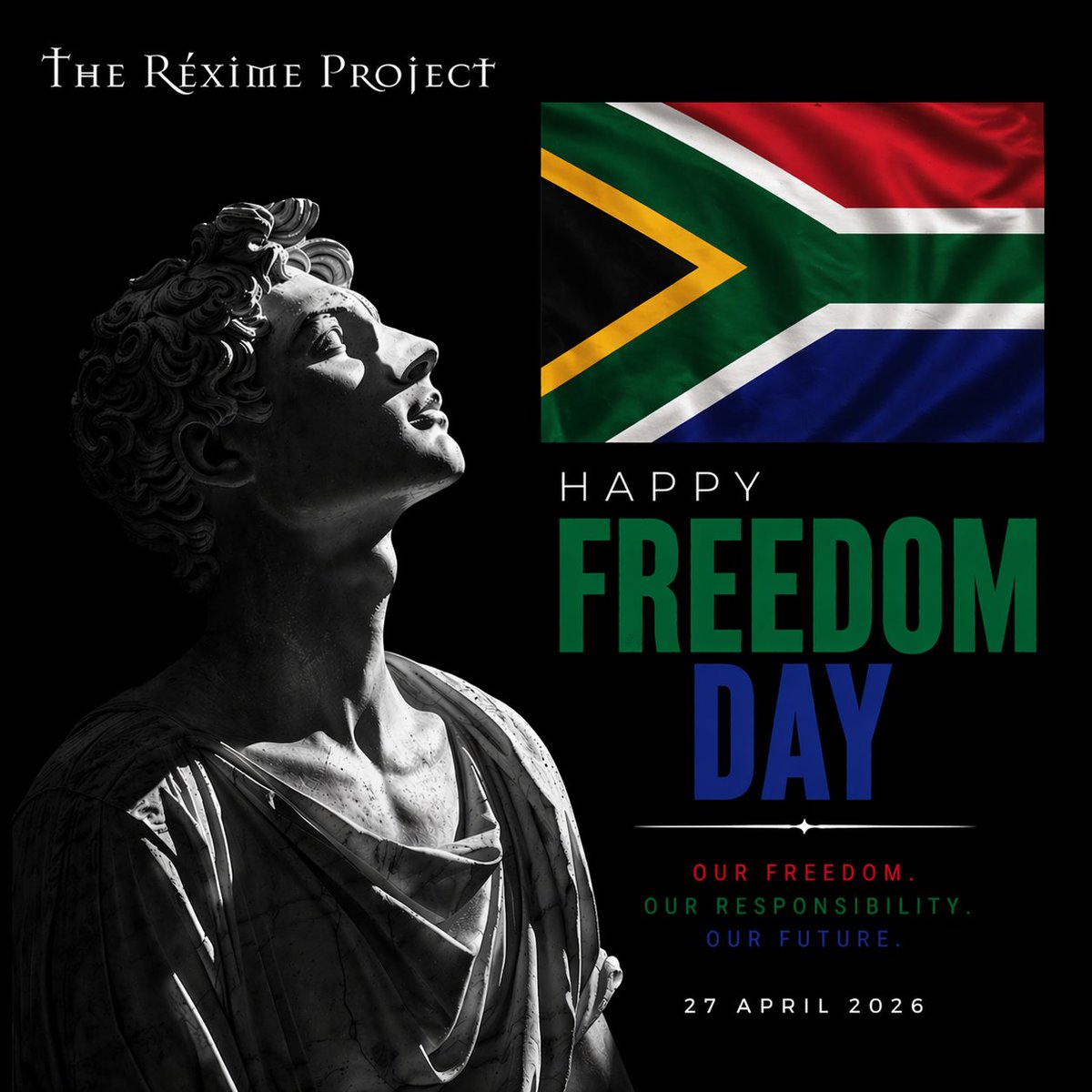 ReximeProject's tweet photo. Freedom isn’t just a moment.🇿🇦
It’s something we carry, protect and build on every day.

Progress needs participation.
And the future demands responsibility.

#TheRéximeProject #CultureIsTheCode https://t.co/L6Xy0TgRGJ