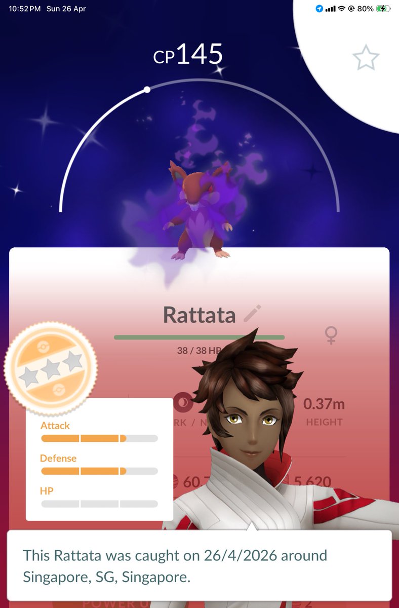 brandontan91's tweet image. Caught a Shiny Shadow A.Rattata last night 🤩✌🏻

#PokemonGO