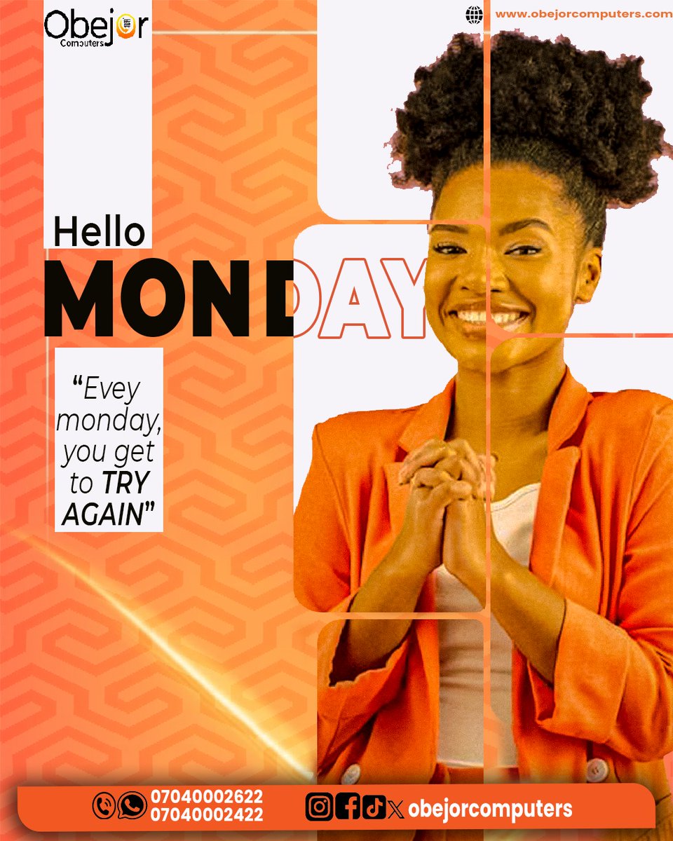 obejorcomputers's tweet image. It’s Monday. Time to reset, refocus, and rise again. Let Obejor Computers be part of your success story this week.

🔎visit obejorcomputers.com
☎️07040002622, 07040002422

#HelloMonday #NewWeekNewGoals #ObejorComputers #Computerstore