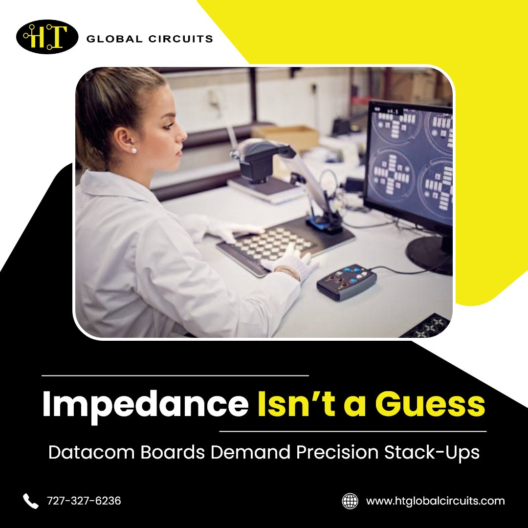 HTGlobalCircuit's tweet photo. High-speed datacom designs don’t fail loudly - they fail quietly. Small impedance shifts or poor stack-ups can cause signal loss and jitter after deployment.

In network infrastructure, precision matters.

Learn more: https://t.co/ehdob6kRnm

#DatacomPCB #HTGlobalCircuits https://t.co/JxvYTh60UD