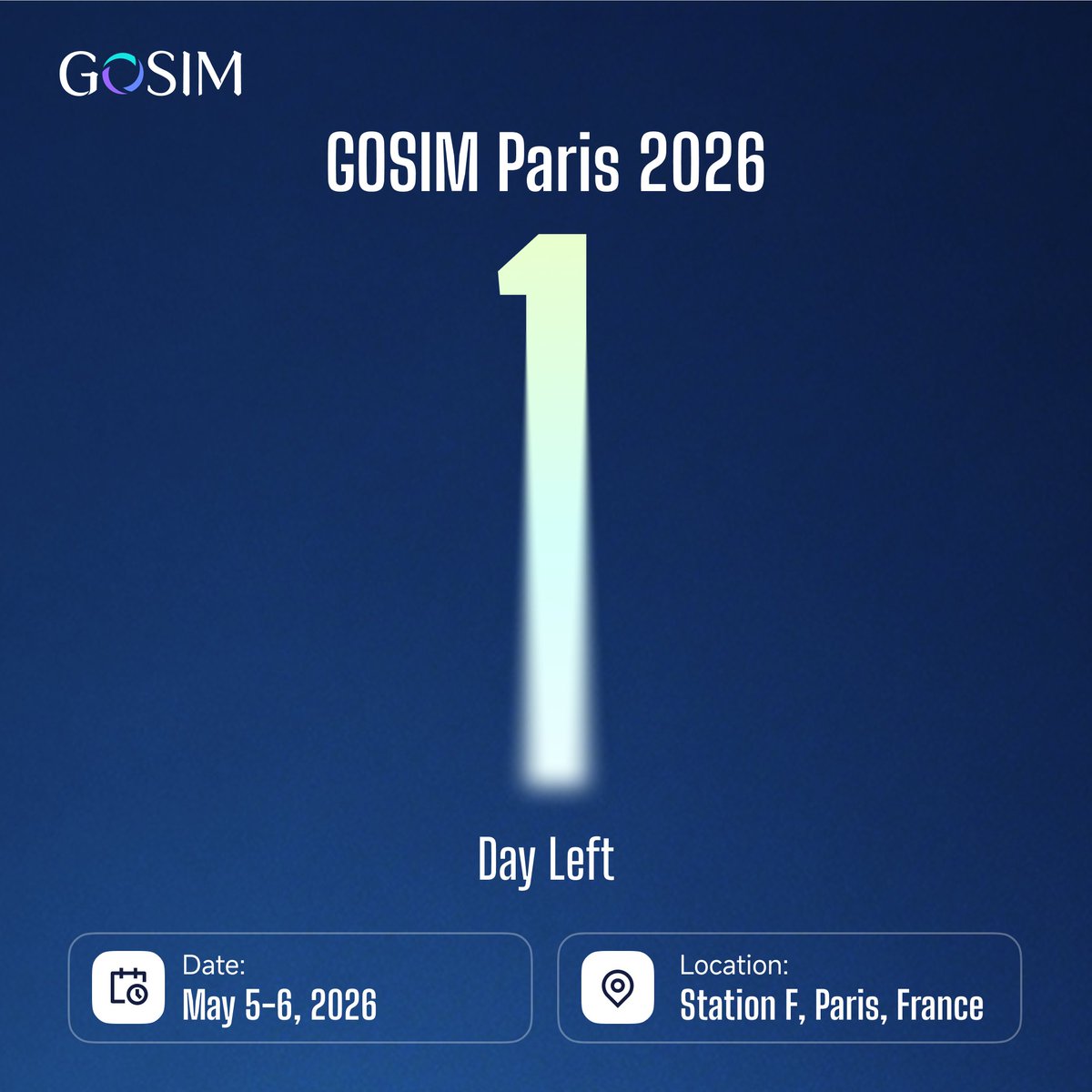 gosimfoundation's tweet image. ⏳ Tomorrow. #GOSIMParis2026 begins.

Station F, Paris. May 5–6.

See you there.

🔗 paris2026.gosim.org

#OpenSource #AgenticAI #OpenSourceAI #LLM #Robotics #AIAgents #Hackathon #Paris2026 #GOSIM #StationF