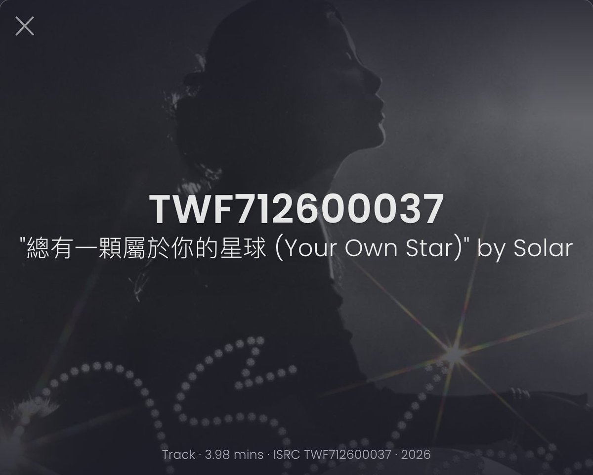 DragonKazoo77's tweet image. Now, we can find Solar's solo version of "總有一顆屬於你的星球 (Your Own Star)" on Instagram

ISRC: TWF712600037

But we can't find the collaborated version with Accusefive because its ISRC (TWF712600026) is linked to the solo version.

#SOLAR #솔라 @RBW_MAMAMOO @RBW_OfficialTwt