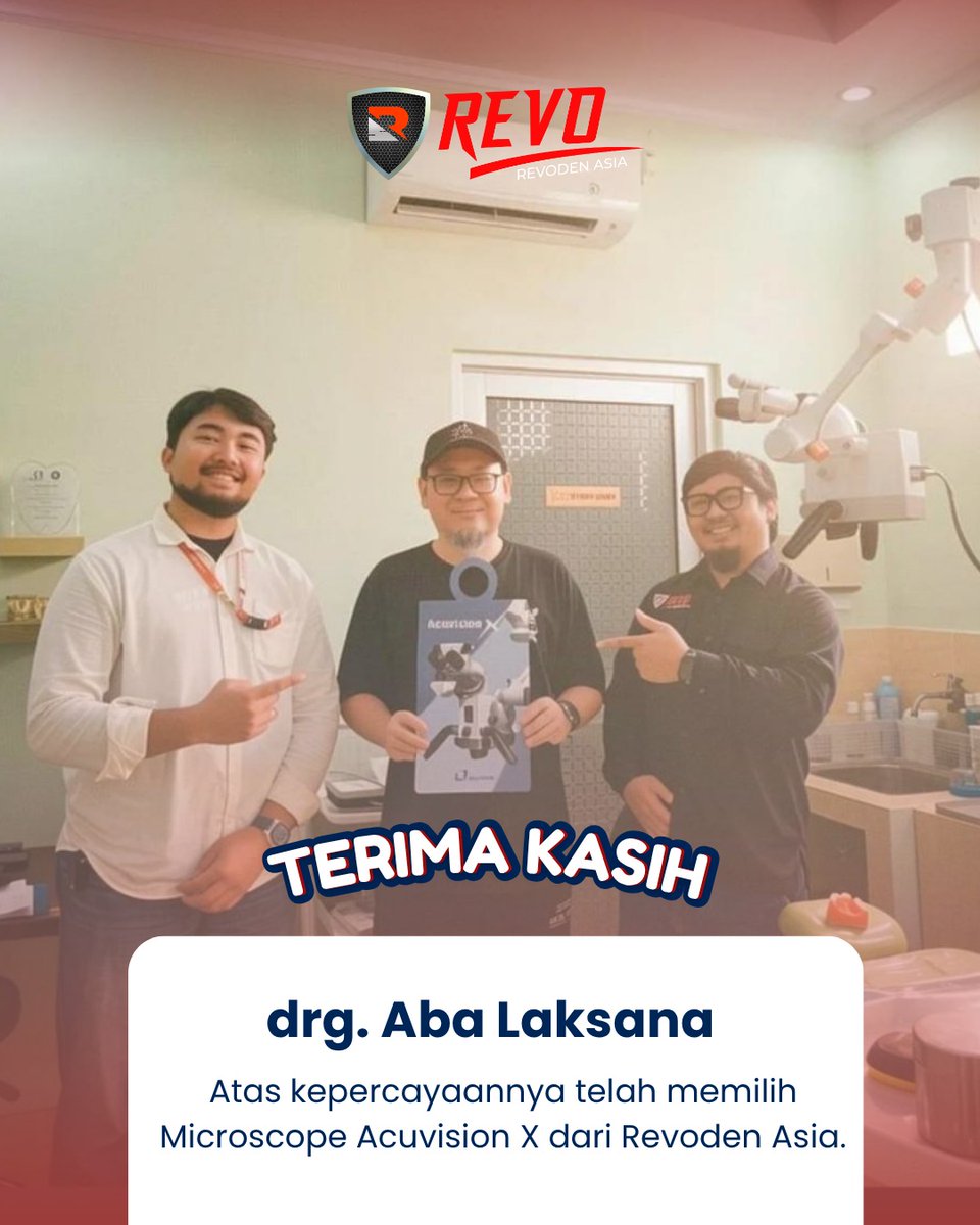 Terima kasih drg. Aba Laksana atas kepercayaannya telah memilih Microscope Acuvision X dari Revoden Asia sebagai partner dalam menunjang praktik klinis yang lebih presisi dan profesional.

🔬 𝗜𝗻𝗴𝗮𝘁 𝗠𝗶𝗰𝗿𝗼𝘀𝗰𝗼𝗽𝗲, 𝗜𝗻𝗴𝗮𝘁 𝗥𝗲𝘃𝗼𝗱𝗲𝗻!
 #RevodenAsia #AcuvisionX