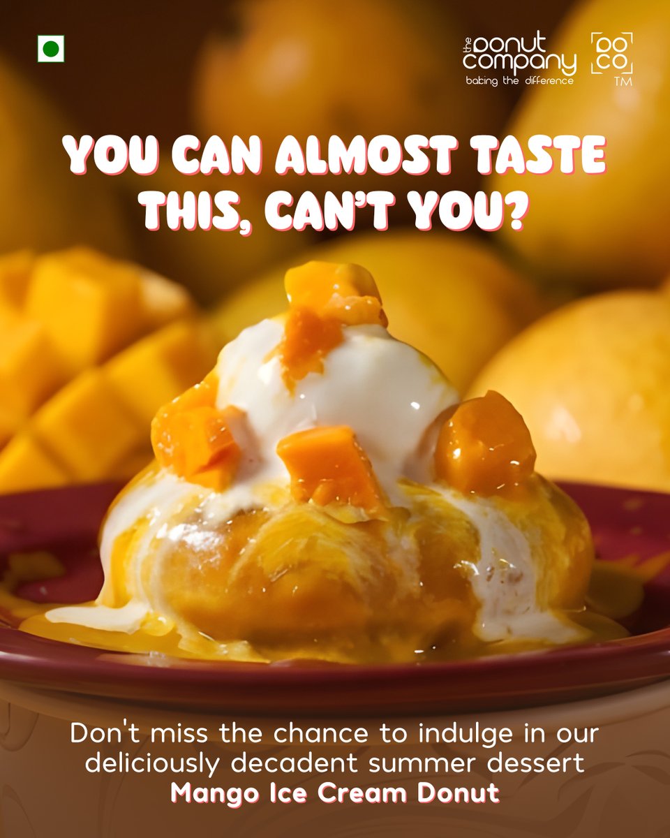 tdcdonuts's tweet image. Dessert so good, you can almost taste it through the screen😍
But why leave it at that when you can have it at The Donut Company😋
Try the newest Ice Cream Donut with Alphonso Mango only at TDC, Baner!

#donut #mangodonut #icecreamdonut #dessert #mango