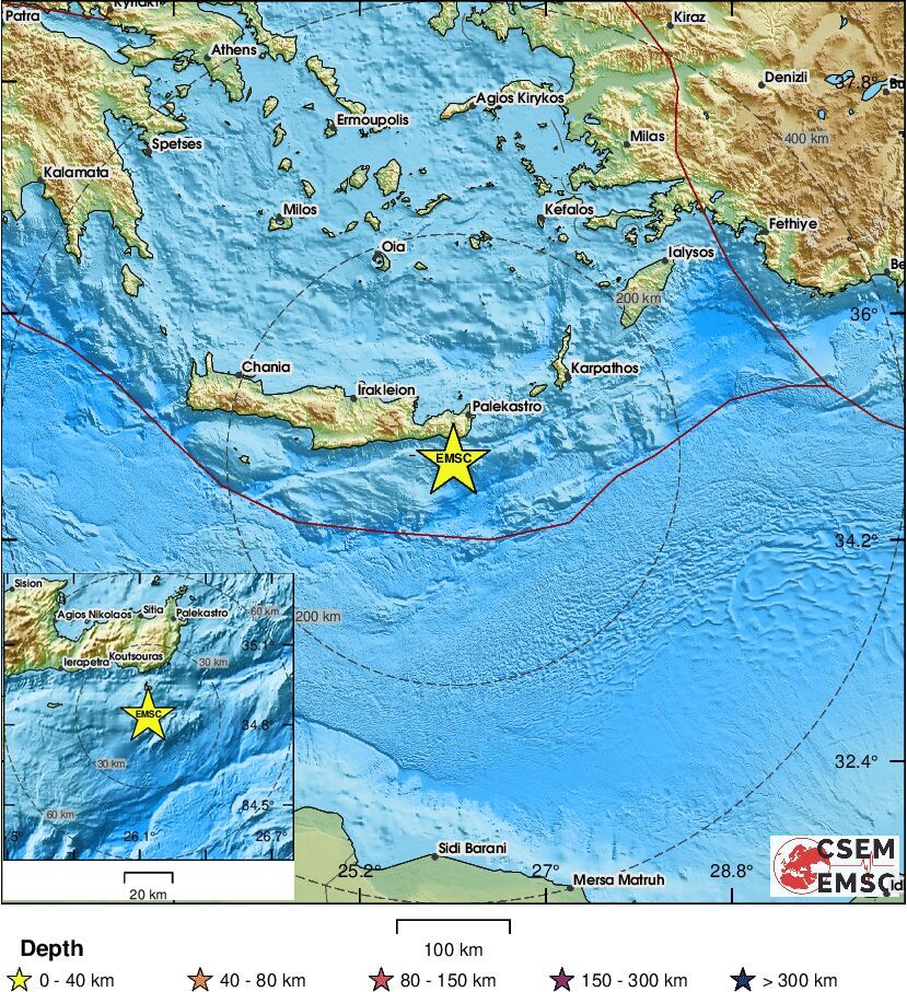 LastQuake's tweet image. #Earthquake (#σεισμός) confirmed by seismic data.⚠Preliminary info: M4.8 || 25 km SE of Makry Gialos (#Greece) || 4 min ago (local time 10:45:04). Follow the thread for the updates👇