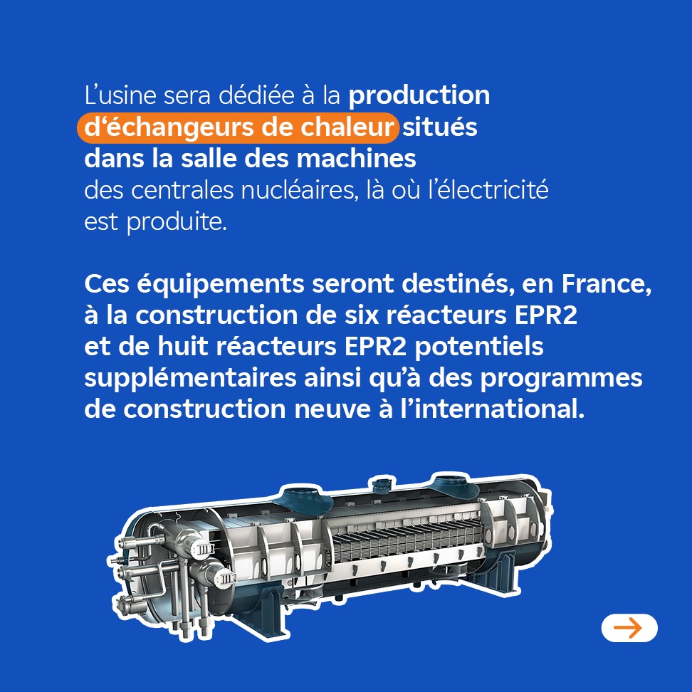 EDFofficiel's tweet photo. EDF annonce la création d’une nouvelle usine d’échangeurs de chaleur à Chalon-sur-Saône par sa filiale Arabelle Solutions :
➡️Un investissement de près de 100 millions d’euros
➡️160 recrutements locaux
➡️Les premières fabrications d’équipements prévues à partir de 2030