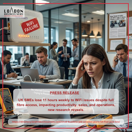 LbizNews's tweet image. UK #SMEs lose 11 hours/week to #WiFi issues despite full fibre, finds @zeninternetuk, highlighting the need for stronger in-premises connectivity like #MeshWiFi to improve productivity in 2026: londonbusinessnews.com/internet-conne…
