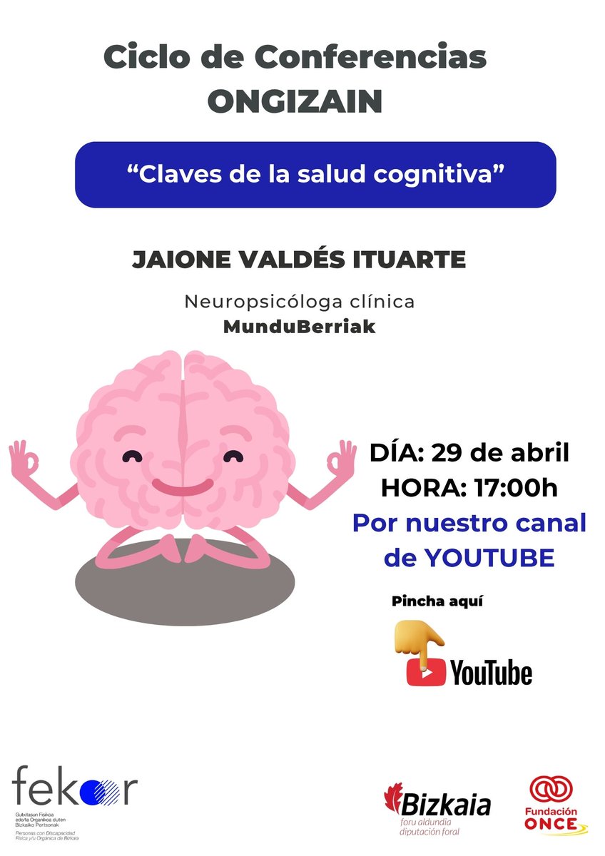 Fekoor's tweet photo. ⏰ RECORDATORIO: En 48 horas tenemos una cita con la salud cognitiva. Acompaña a Jaione Valdés (@Munduberriak) para aprender a cuidar nuestra memoria y atención.
🗓️ Miércoles 29 de abril 🕔 17:00h 📺 En directo: https://t.co/iedtjdISGE
#SaludCognitiva #Fekoor #Bienestar https://t.co/wEYkQvjWH6